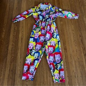 Colorful Andy Warhol/ Marilyn Monroe Jumpsuit with Long Sleeves